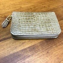 ㄇ型短夾 零錢包 隨手包 鱷魚壓紋牛皮 卡其色