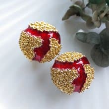 Vintage Jewelry 西洋古董飾品 岩漿 紅色調 夾式耳環