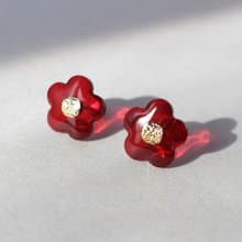 シンプルフラワー(ルビーレッド)ピアス/イヤリング