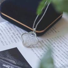 HANA限量手工復古蕾絲海棠小花玻璃純銀項鍊