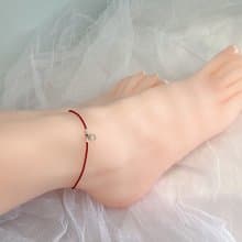 S925純銀八方來財小圓牌極細腳鏈 紅繩腳鏈 交換禮物 可改手鏈
