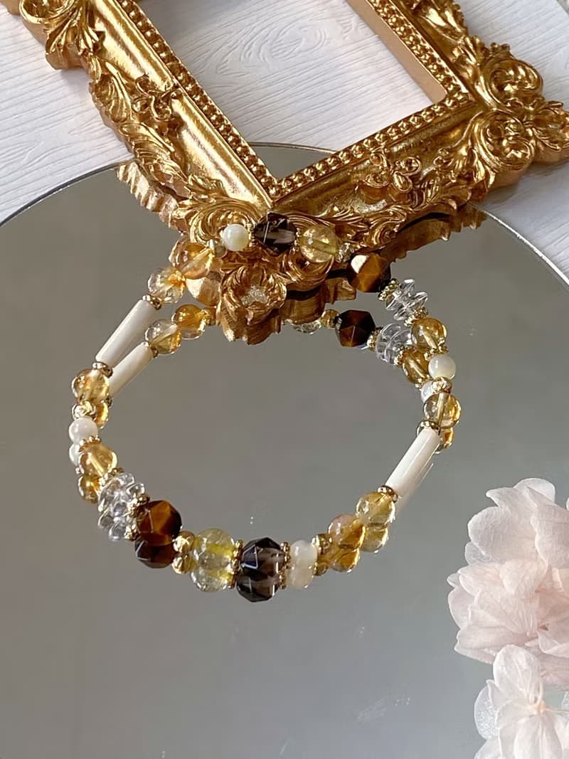 黃水晶 黃虎眼 茶晶 白水晶||招財 淨化 自信勇氣 舒壓 水晶手鍊