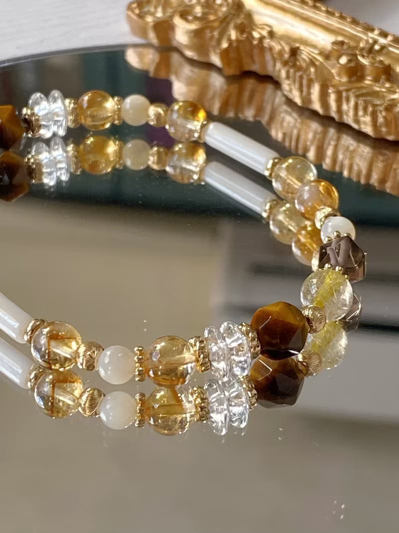 黃水晶 黃虎眼 茶晶 白水晶||招財 淨化 自信勇氣 舒壓 水晶手鍊