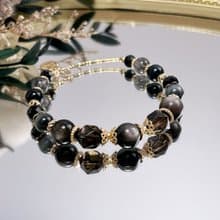 避邪防小人 銀曜石 茶晶 鷹眼石 黑髮晶 尖晶石 天然水晶手鏈