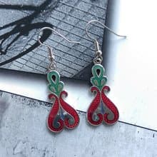 Vintage Jewelry 西洋古董飾品 景泰藍 紅綠 流紋 耳勾 針式耳環