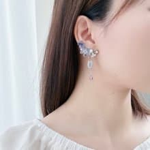 ネモフィラ イヤーカフセット　ガラス 透明感 フラワー 揺れるイヤーカフ