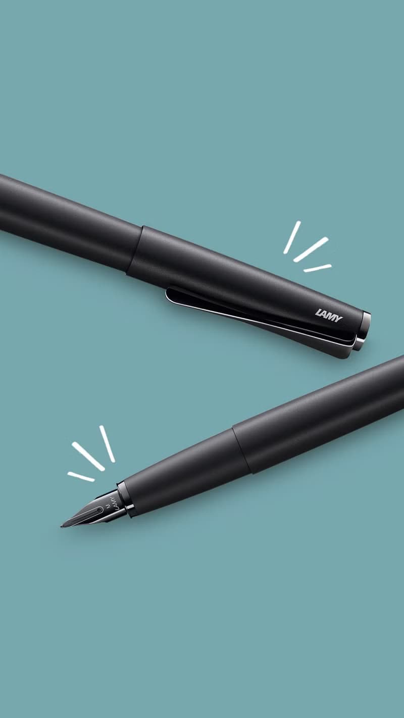【雷雕免費刻字】LAMY 鋼珠筆+筆袋禮盒 / studio   - 奢華極黑