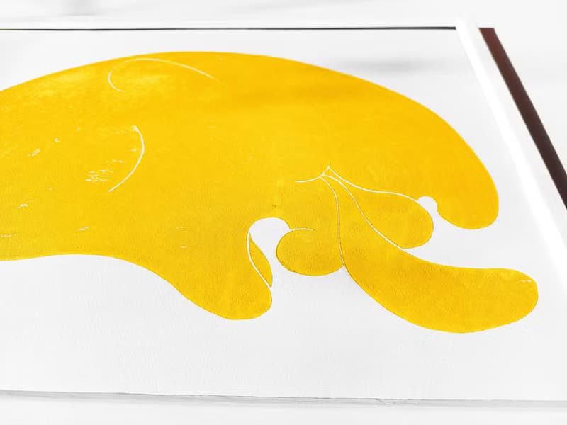 Original face artwork Linocut print Yellow abstract modern wall art Housewarming