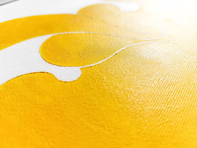 Original face artwork Linocut print Yellow abstract modern wall art Housewarming