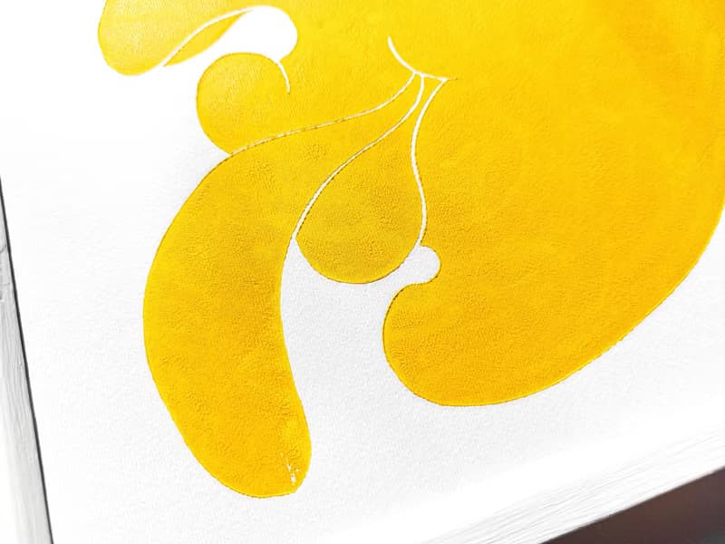 Original face artwork Linocut print Yellow abstract modern wall art Housewarming