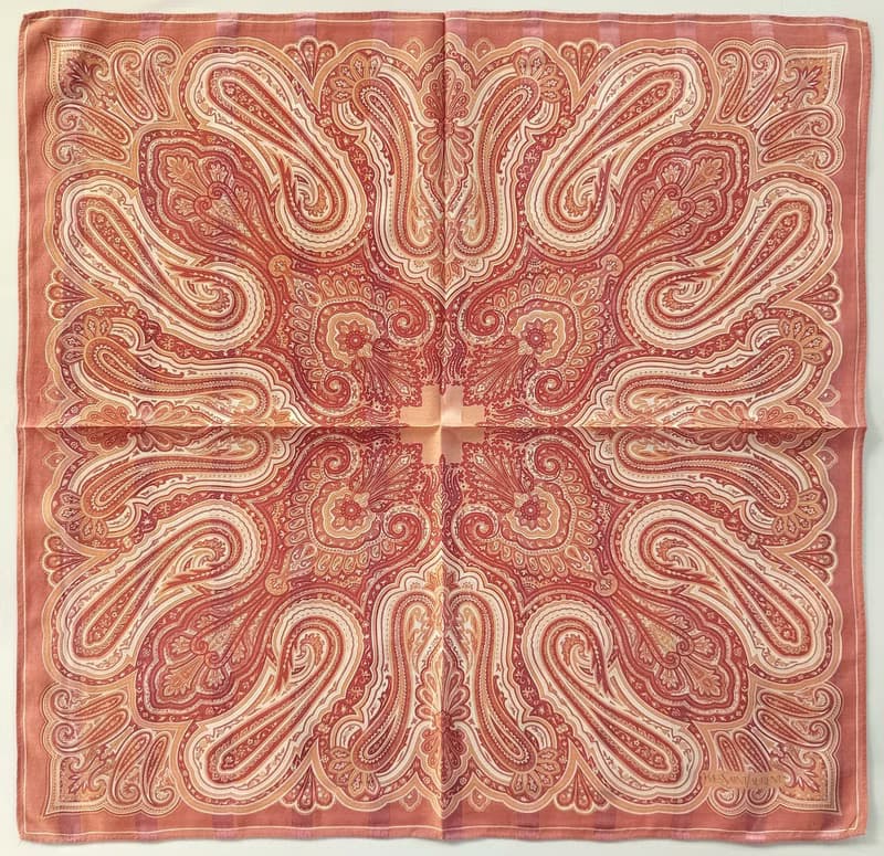Yves Saint Laurent Vintage Silk Scarf Paisley Motif Baroque 21.5 x 21.5 inches