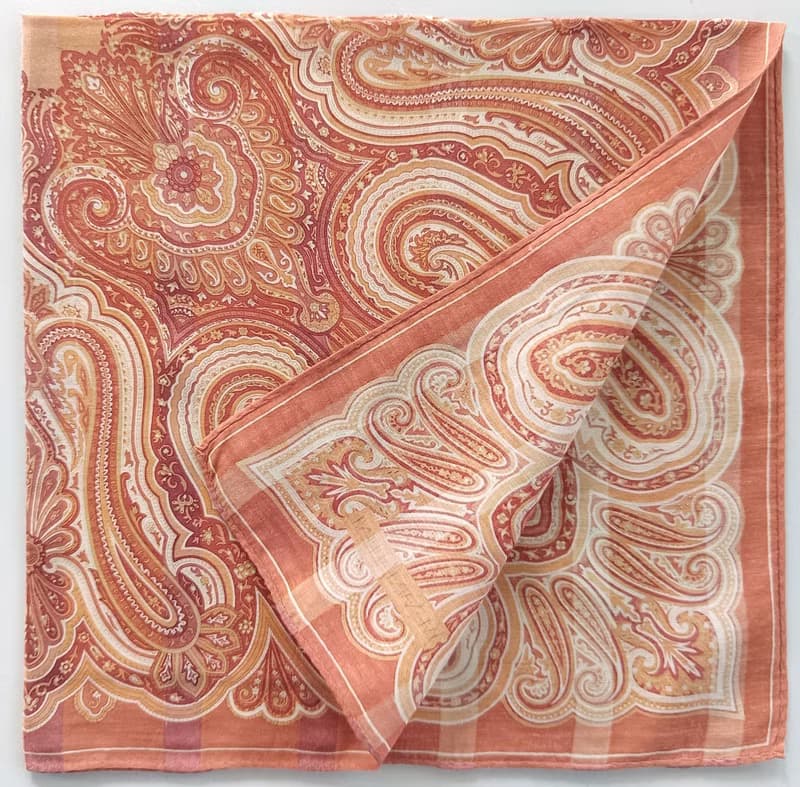 Yves Saint Laurent Vintage Silk Scarf Paisley Motif Baroque 21.5 x 21.5 inches