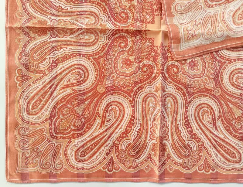 Yves Saint Laurent Vintage Silk Scarf Paisley Motif Baroque 21.5 x 21.5 inches