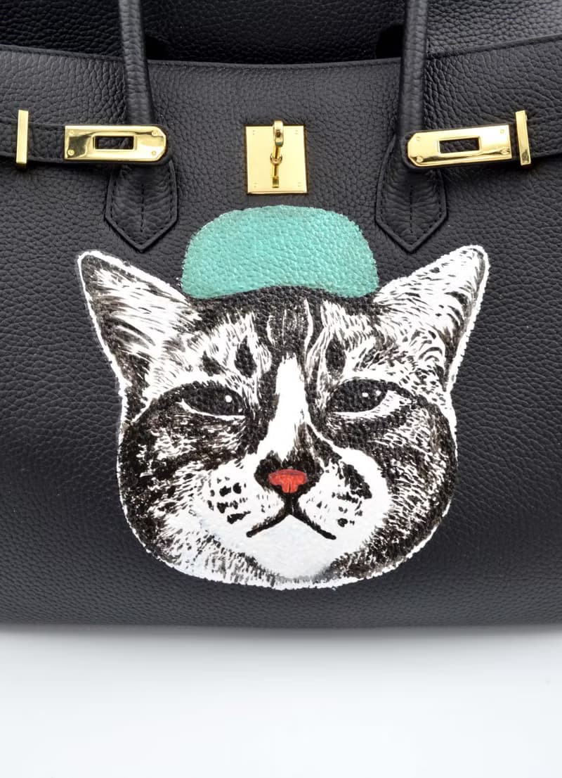 TIMBEE LO X GOOKASO 設計師手繪貓咪圖案頭層牛皮40mm手袋 包包