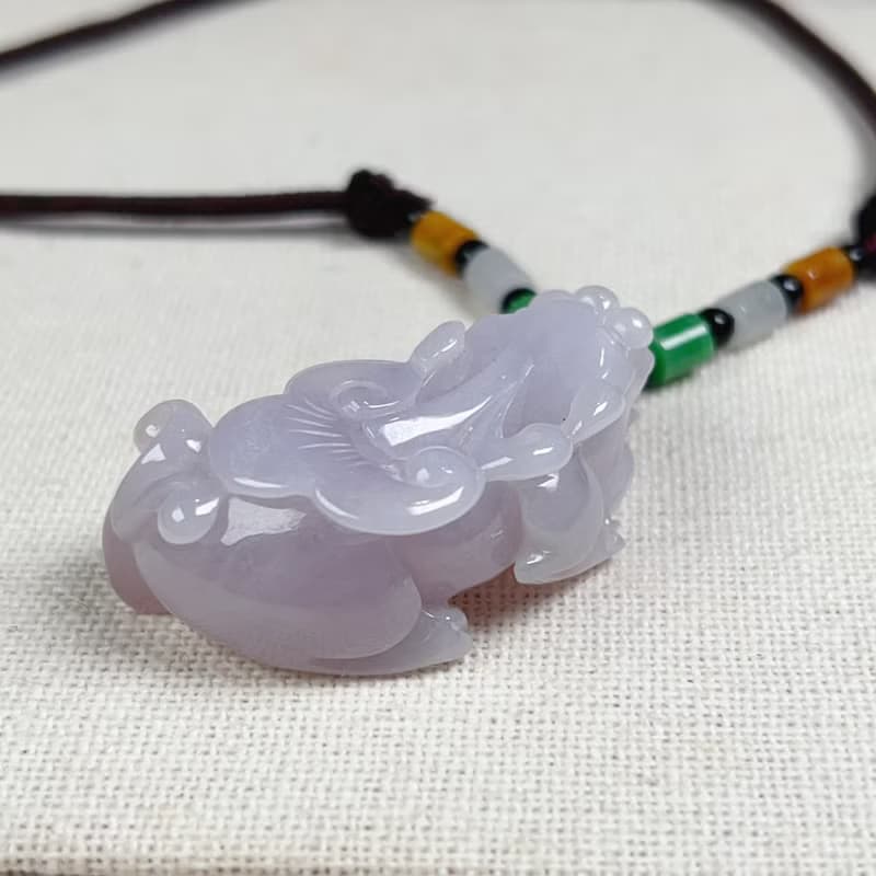 【招財神獸】冰種紫羅蘭貔貅項鍊 | 天然緬甸翡翠A貨 | 送禮