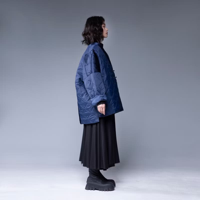 Aman No.38 盤扣秋冬鋪棉保暖貼心小棉襖 藍