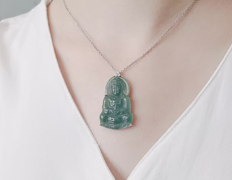 伴願祝福 | 玻璃種藍水 / 觀音項鍊 | 天然寶石項鍊