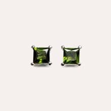 AND 碧璽 綠色 方形 5mm 耳環 經典系列 Square E 天然寶石