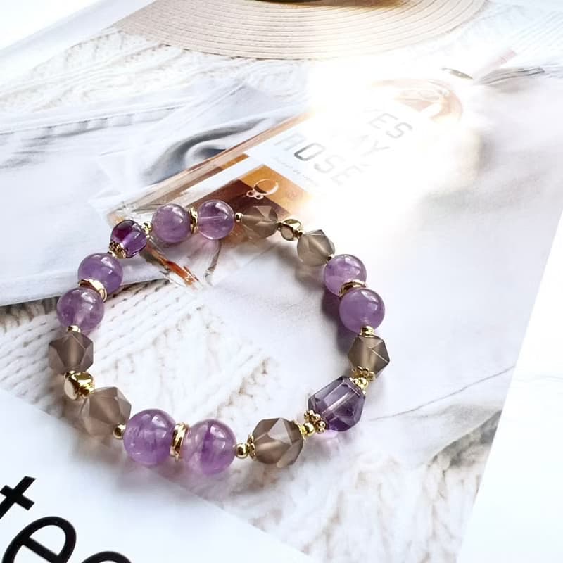 紫水晶灰玉髓手鍊