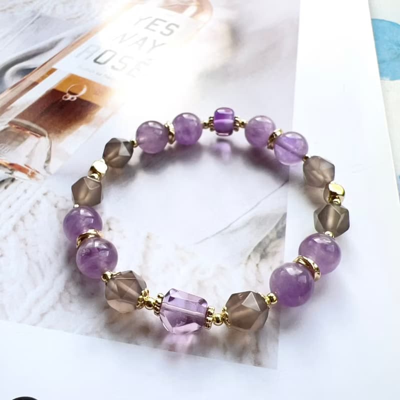 紫水晶灰玉髓手鍊