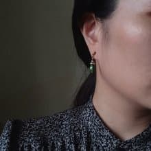 古典鋯石短耳環 / 祖母綠