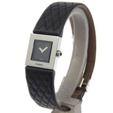 稀有中古二手Chanel Metalaase黑銀色石英古董錶金屬帶女裝手腕錶