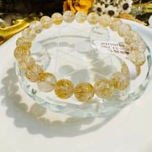 精品天然黃金超七水晶8mm17.70g錢錢金子色主招財正財招貴人緣