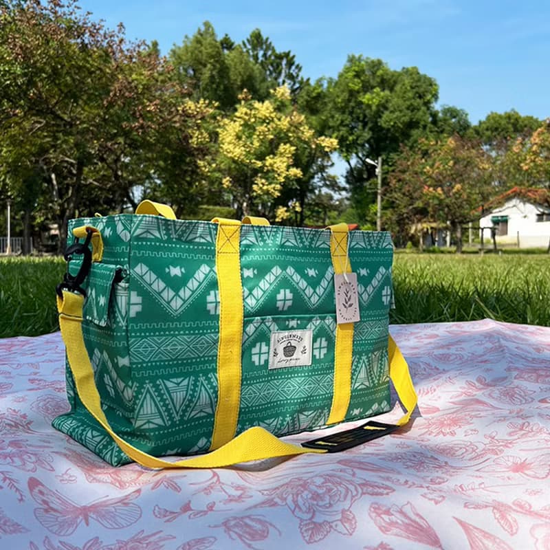 防潑水旅行收納提袋 游泳袋 綠圖騰款 台灣手工製造