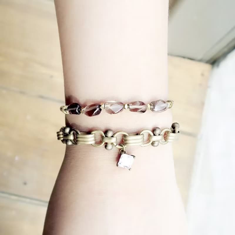 VIIART。天河。鋯石鑽黃銅手鍊