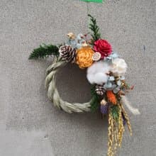 新年注連繩 新年裝飾 新年花圈 壁掛 新年 裝飾 乾燥花 成品