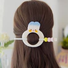 Kawaii Heart Hair Stick  Handmade Polymer Clay Bun Pin with Strawberry Cookie C