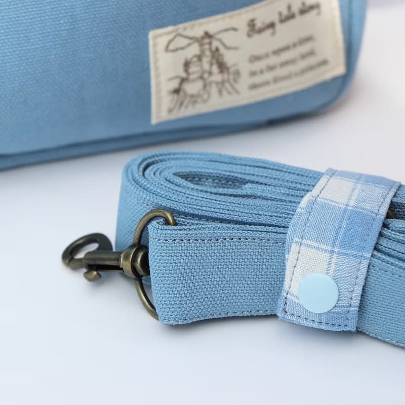 【MY HANDMADE】 手提肩背兩用包-Baby Blue l 帆布. 日本棉布
