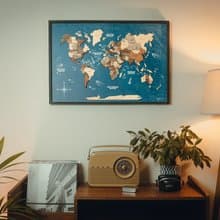 Wooden Map, World Map, Framed Wall Art, Unique Christmas Gifts for New Home