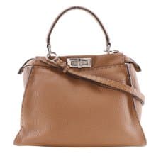 【日本直送】フェンディ FENDI ピーカブー レギュラー ハンドバッグ セレリア 2WAYショルダー 8BN226 レザー 茶 レディース【中古】