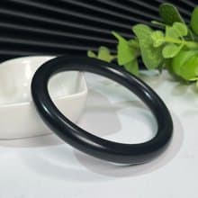 收藏級和田玉墨玉手鐲59MM 老料黑色羊脂玉手環 附證書 古意盎然