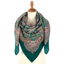 Original Pavlovo Posad Russian Shawl 100% Wool Woolen Scarf 125x125 cm 1921-9 N