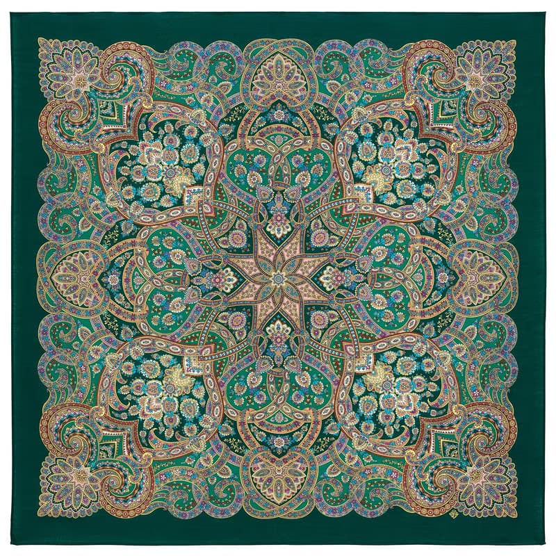 Original Pavlovo Posad Russian Shawl 100% Wool Woolen Scarf 125x125 cm 1921-9 N