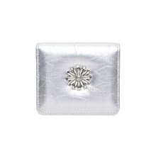 Daisy Photo Slot Half Wallet Bill Card Wallet silver