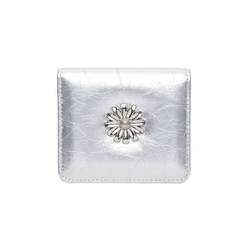 Daisy Photo Slot Half Wallet Bill Card Wallet silver