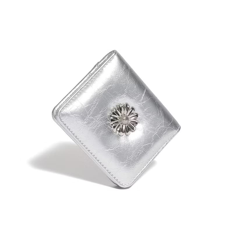 Daisy Photo Slot Half Wallet Bill Card Wallet silver