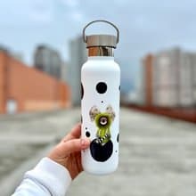 Steel bottle in cyclops style. Stainless steel thermos. Bottle for water