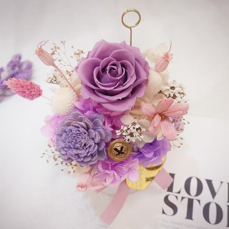 詩的意義浪漫款盆花 不凋花 永生花 禮物 裝飾 玫瑰花 情人節禮物