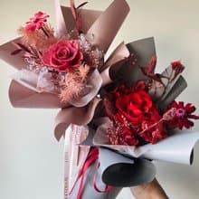 韓系華麗不凋花花束-永生玫瑰花束。情人節/七夕/生日/紀念日禮物