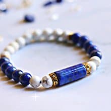 青金石ll白松石ll設計款開運手鍊ll寧靜心海ll