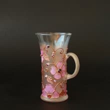 Mug Rose Gold Pink Flowers Swarovski Crystals, hand-painted