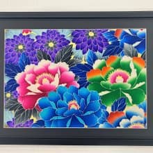 きものアート74　友禅着物 和モダン 和風インテリア 花柄 プレゼント 結婚祝い 新築祝い made in japan