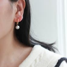 Swarovski 灰色珍珠耳環耳扣 一款兩戴