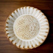 【 小丸 森林 浮雕 】餅乾釉 波波深皿  盤 深缽
