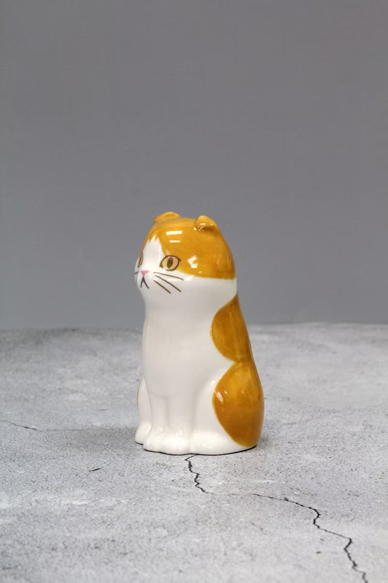 日本Magnets可愛動物系列貓咪造型陶瓷筆筒花瓶擺飾-蘇格蘭摺耳貓