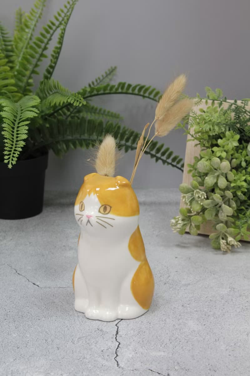 日本Magnets可愛動物系列貓咪造型陶瓷筆筒花瓶擺飾-蘇格蘭摺耳貓